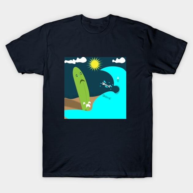 Sad Surfboard T-Shirt by Dasher Arts